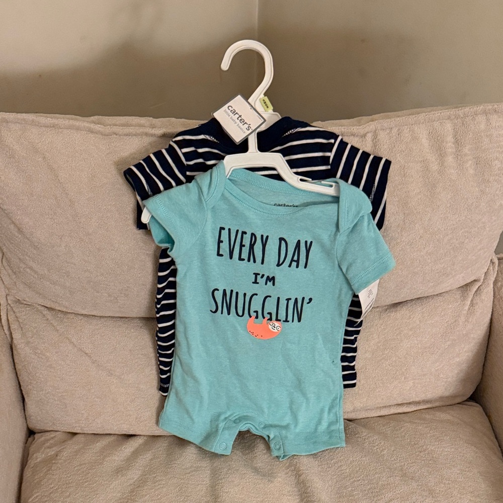 Carter's Aqua and Navy Bodysuit Duo